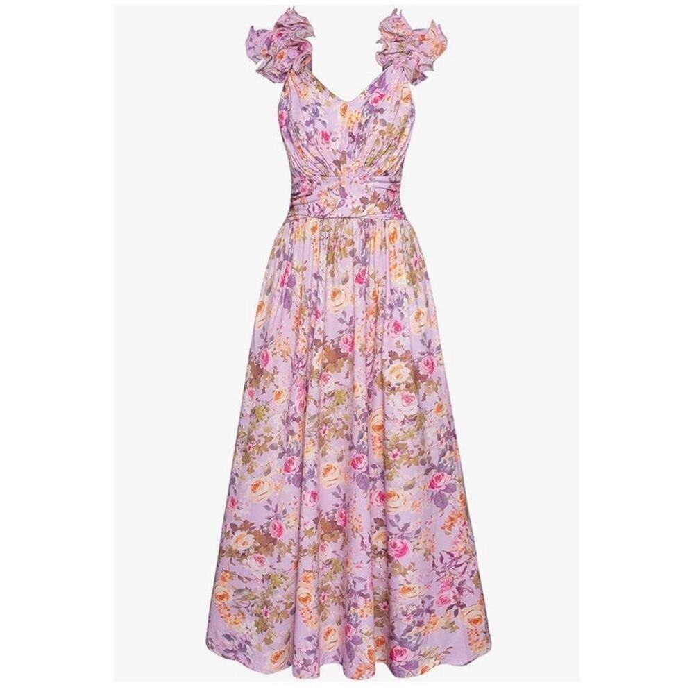 Grace Karin Purple Floral Ruffle Maxi Dress XL Wedding Guest Garden Party - Picture 2 of 11